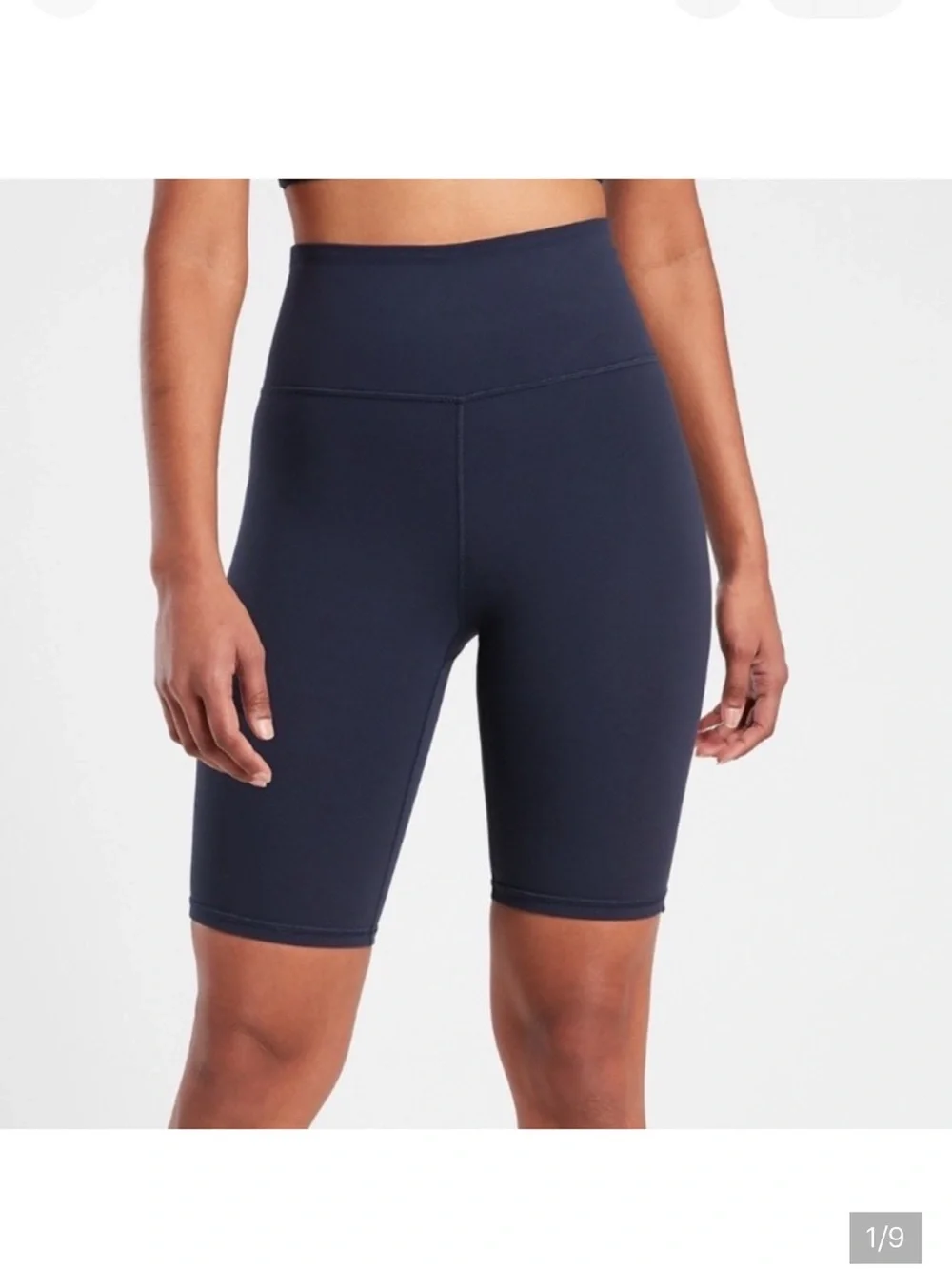 ATHLETA Ultra High Rise Elation Short 9” Inseam navy Biker Women's Size s NWOT